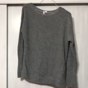 Grey Cross stitch Pullover Sweater